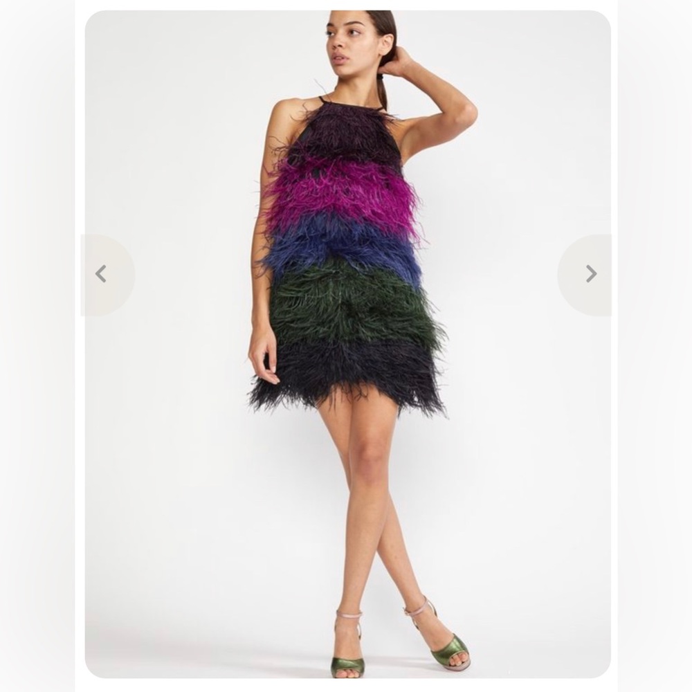 Cynthia Rowley multicolor ostrich feather dress, XS. Never worn.